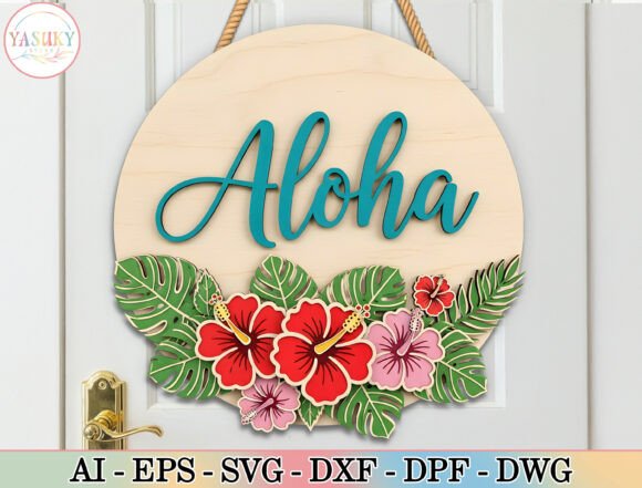 Bring the Island Vibe Home with the Aloha Tropical Round Sign SVG