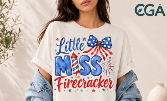 Little Miss Firecracker Bow PNG: A Festive Design for Summer Creations