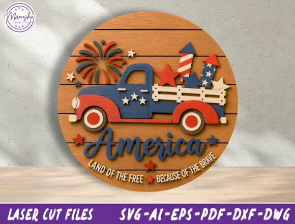 Patriotic America Truck Door Sign SVG for DIY Projects