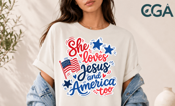 She Loves Jesus America Patriotic Png